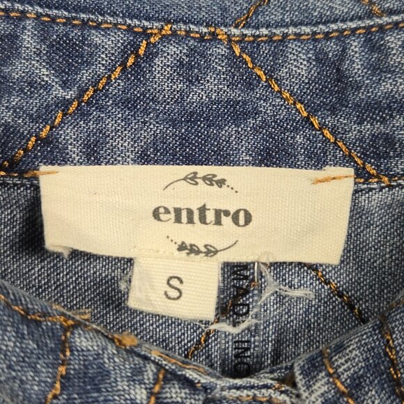 Entro Quilted Denim Button Up Shirt Women’s Western Vintage Vibe Casual S - Picture 5 of 12